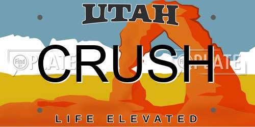 CRUSH Utah License Plate
