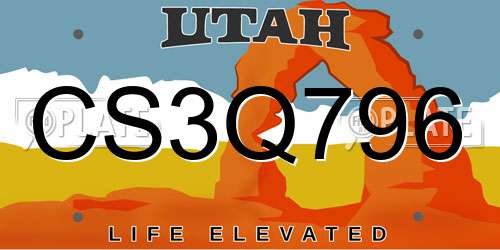 CS3Q796 Utah License Plate