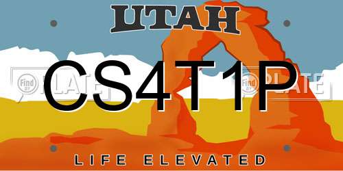 CS4T1P Utah License Plate
