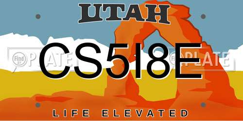 CS5I8E Utah License Plate