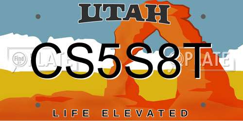 CS5S8T Utah License Plate