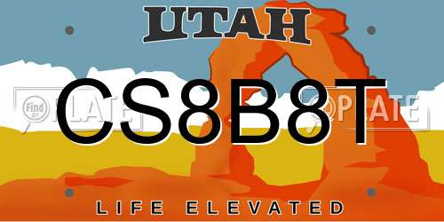 CS8B8T Utah License Plate