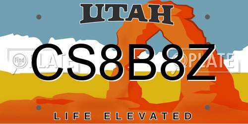 CS8B8Z Utah License Plate