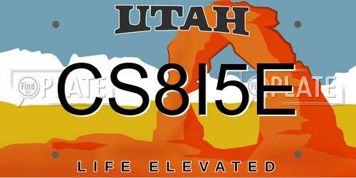 CS8I5E Utah License Plate