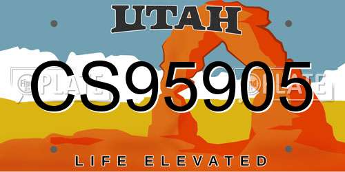 CS95905 Utah License Plate