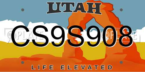 CS9S908 Utah License Plate