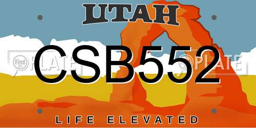 CSB552 Utah License Plate