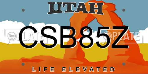 CSB85Z Utah License Plate