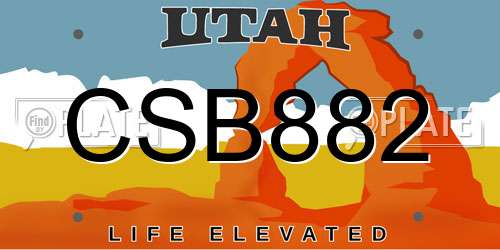 CSB882 Utah License Plate