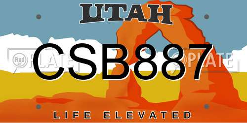 CSB887 Utah License Plate