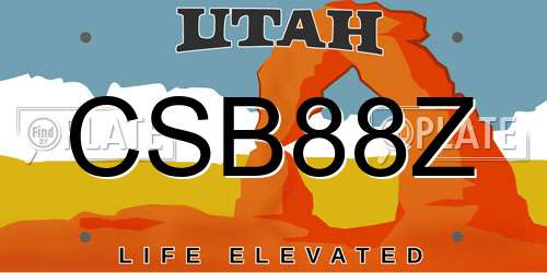 CSB88Z Utah License Plate