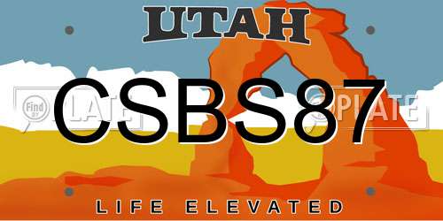 CSBS87 Utah License Plate