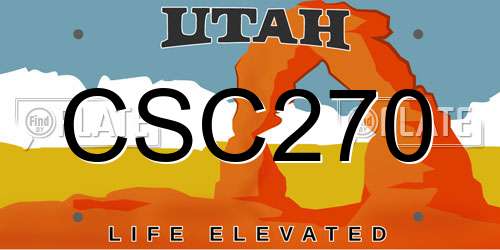 CSC270 Utah License Plate