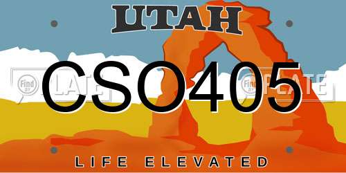 CSO405 Utah License Plate