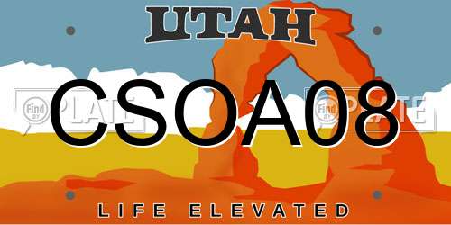 CSOA08 Utah License Plate