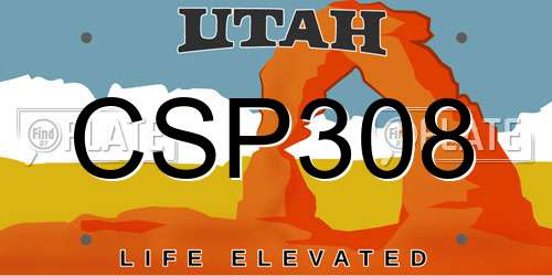 CSP308 Utah License Plate