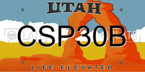 CSP30B Utah License Plate