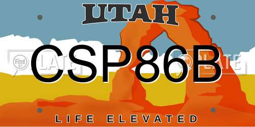 CSP86B Utah License Plate