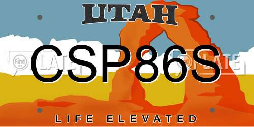 CSP86S Utah License Plate