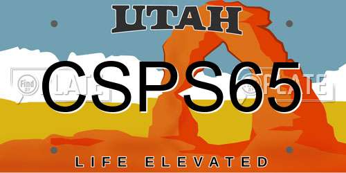 CSPS65 Utah License Plate