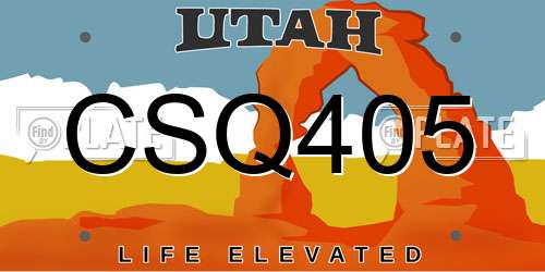 CSQ405 Utah License Plate