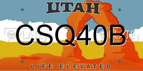 CSQ40B Utah License Plate