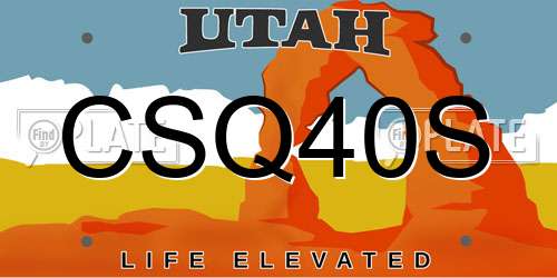 CSQ40S Utah License Plate