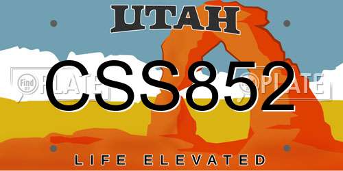 CSS852 Utah License Plate
