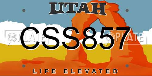 CSS857 Utah License Plate