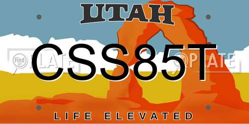 CSS85T Utah License Plate