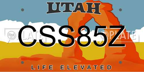 CSS85Z Utah License Plate