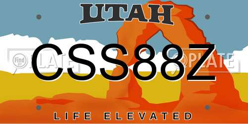 CSS88Z Utah License Plate