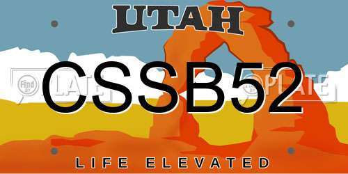 CSSB52 Utah License Plate