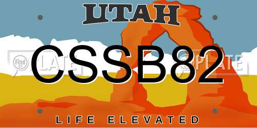 CSSB82 Utah License Plate