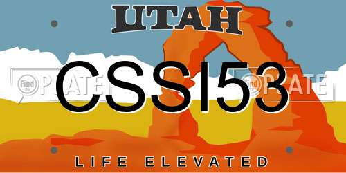 CSSI53 Utah License Plate
