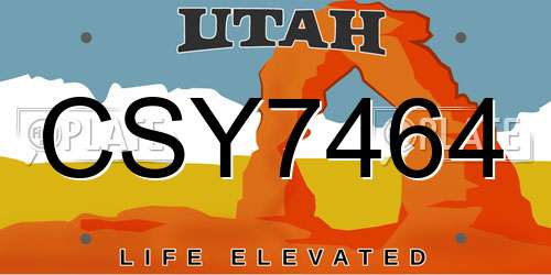 CSY7464 Utah License Plate