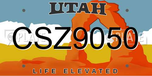 CSZ9050 Utah License Plate