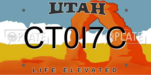 CT0I7C Utah License Plate