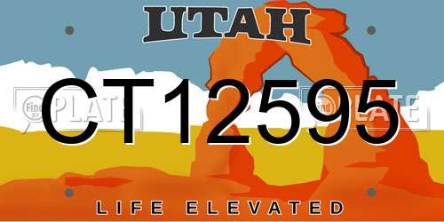 CT12595 Utah License Plate
