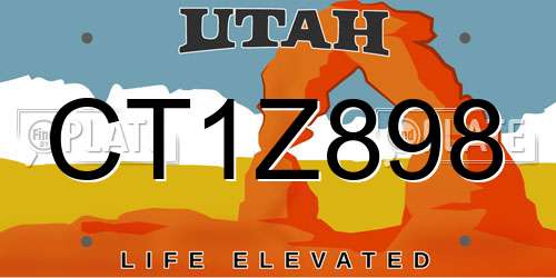 CT1Z898 Utah License Plate