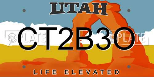 CT2B3O Utah License Plate