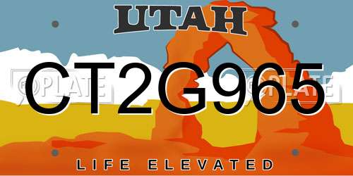 CT2G965 Utah License Plate