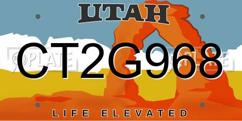 CT2G968 Utah License Plate