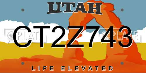 CT2Z743 Utah License Plate