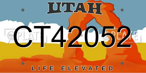 CT42052 Utah License Plate