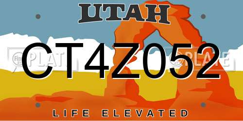 CT4Z052 Utah License Plate