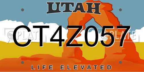 CT4Z057 Utah License Plate