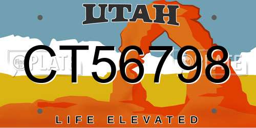 CT56798 Utah License Plate