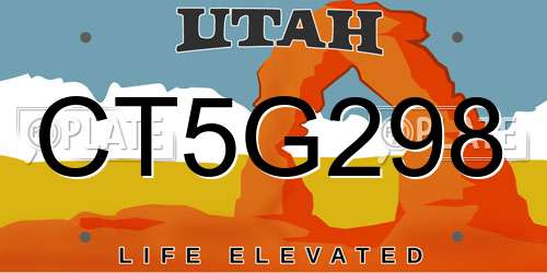 CT5G298 Utah License Plate