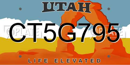 CT5G795 Utah License Plate